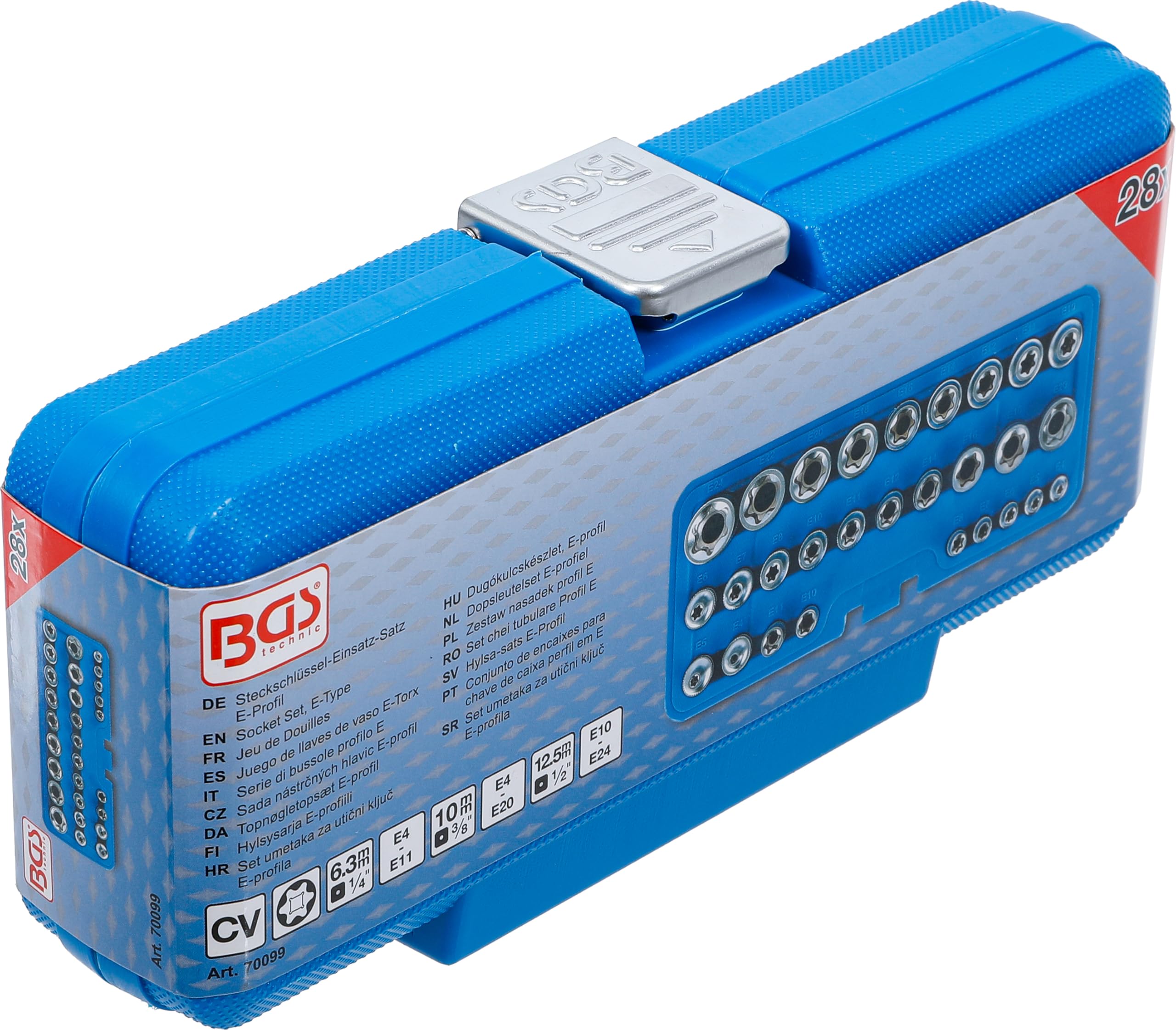 BGS 70099 | Juego de llaves de vaso E-Torx | entrada 6,3 mm (1/4") / 12,5 mm (1/2") | E4 - E24 | 28 piezas