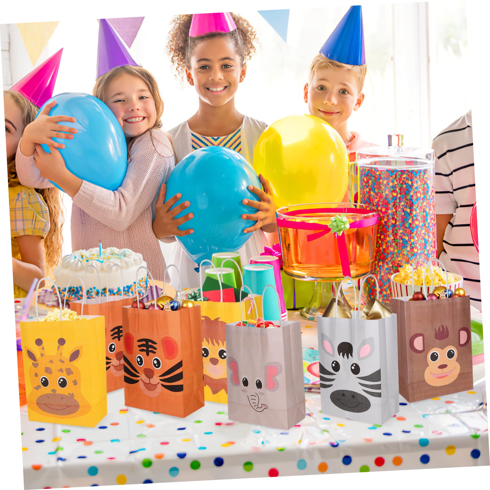 FRCOLOR Bolsas De Para Cumpleaños Infantiles Papel Kraft Animales Unidades Prácticas y Fáciles De Transportar