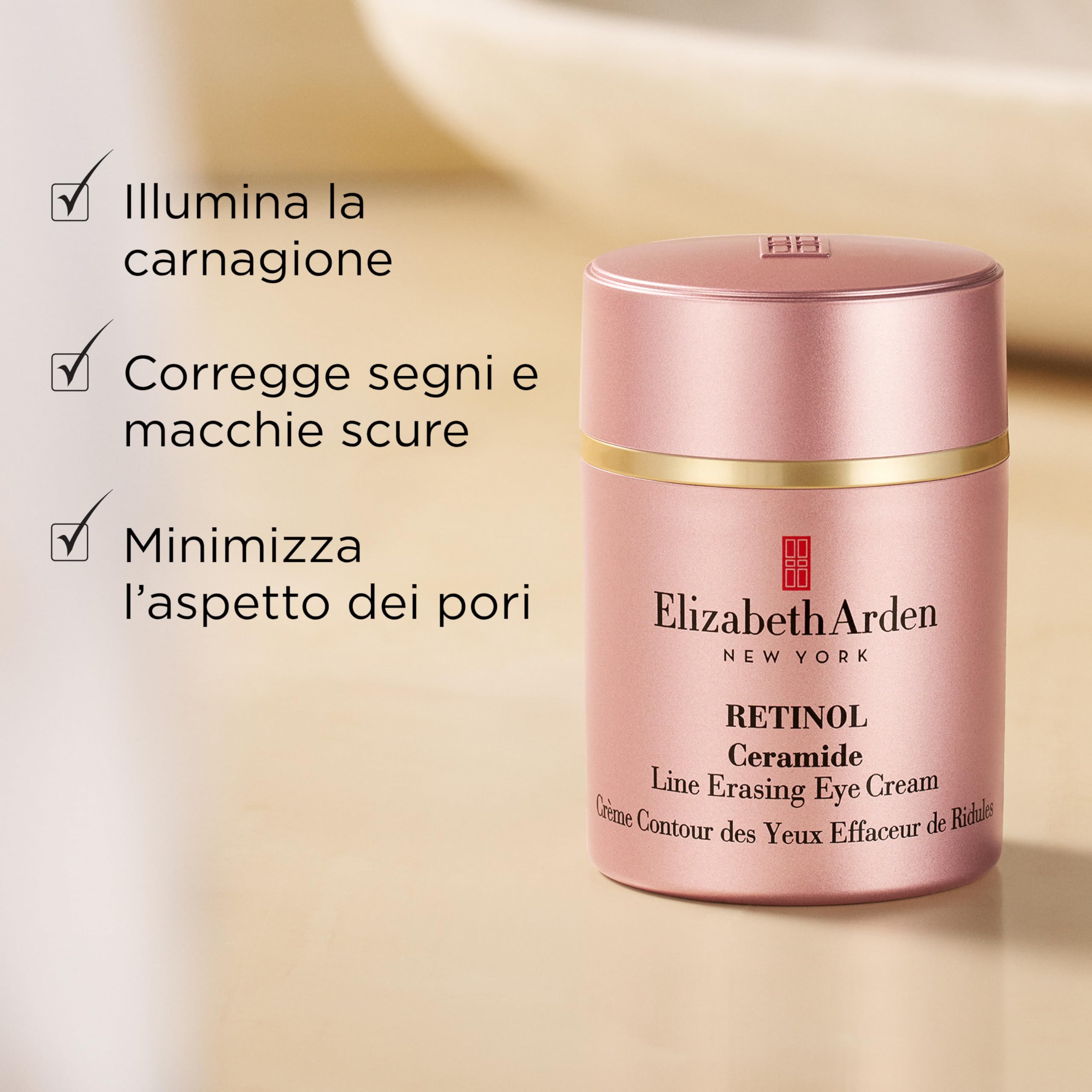Elizabeth Arden - Retinol Ceramide, Trattamento Notturno per il Contorno Occhi con Retinolo e Ceramidi, Leviga e Illumina, Pelle Più Giovane, Crema Leggera, per Tutti i Tipi di Pelle - 15 ml