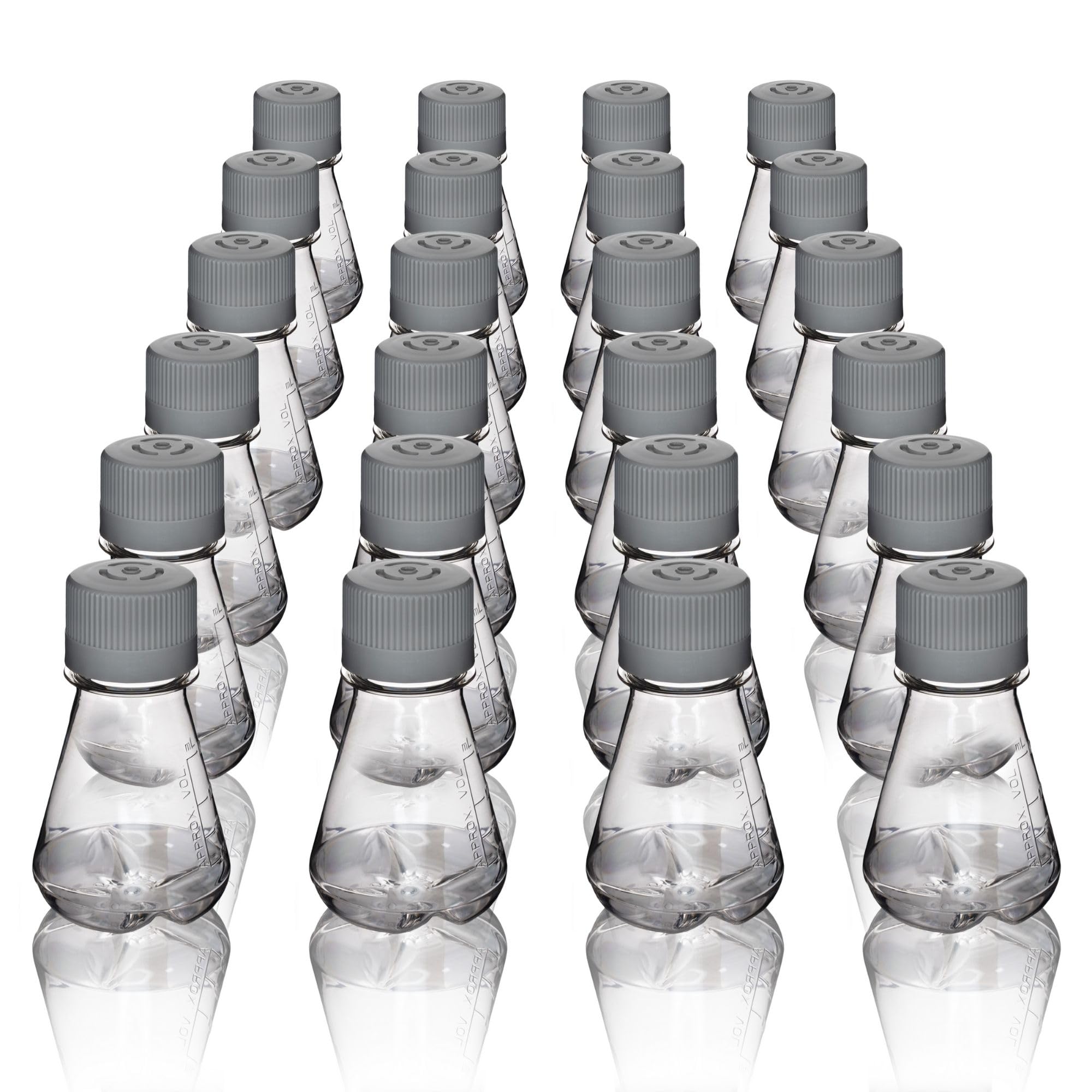 Eisco - Confezione da 24, 125 ml sterili PETG Erlenmeyer fiaschette, ventilato, fondo sgualcito, gamma sterilizzata, USP classe VI, laboratorio, coltura cellulare, miscelazione, compatibile con shaker