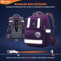 SKYSPER Iskolatáska Szett 5 Részes - 16L Ergonomikus Hátizsák 360° Fényvisszaverő Csíkokkal, Vízlepergető Rekeszekkel, Gyerekeknek Iskolába, 4