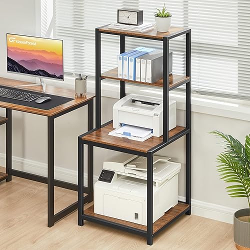 Miniatura 3 de GreenForest Soporte para impresora de 4 niveles con estante de almacenamiento, mesa grande para impresora de 49.2 pulgadas para organización en el