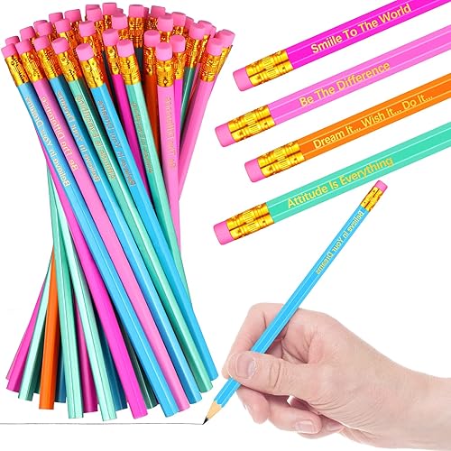 Lápices inspiradores personalizados, lápices de madera personalizados, lápices motivacionales coloridos con frases inspiradoras para estudiantes,