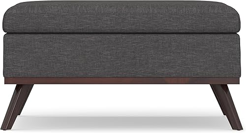 Miniatura 292 de SIMPLIHOME Owen - Bandeja rectangular moderna de mediados de siglo de 34 pulgadas de ancho, otomana pequeña para almacenamiento de mesa auxiliar, en