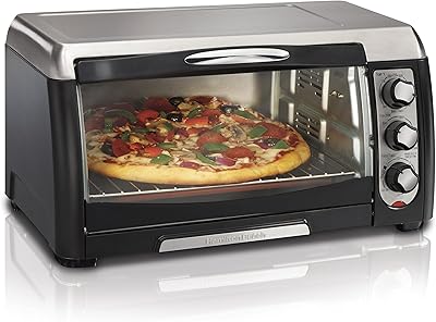 Hamilton Beach Countertop Convection Toaster Oven, 6-Slice, with Bake Pan and Broil Rack, Black (31331D)