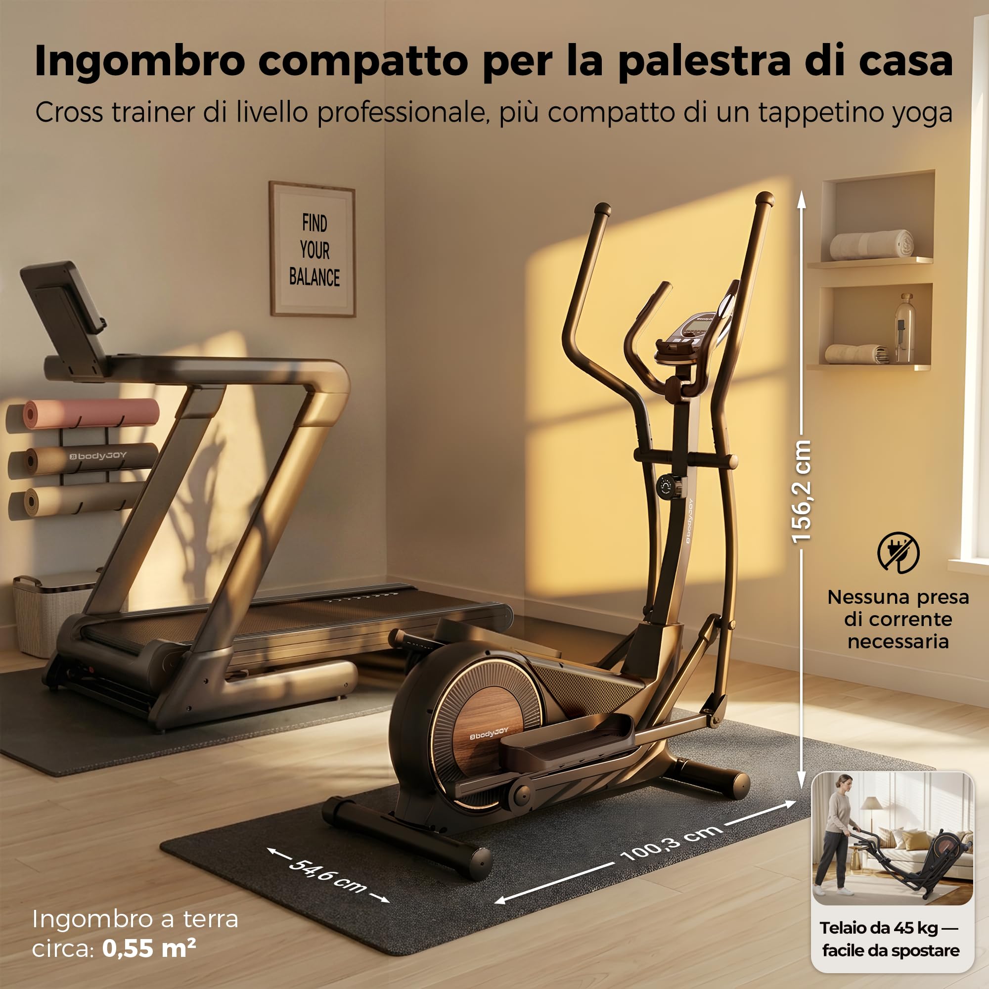 Niceday Ellittica Magnetica per Casa, Falcata da 46 cm, Portata 181 kg | 16 livelli di resistenza regolabili per allenamenti fluidi e personalizzati, ideali per esercizio completo a basso impatto.