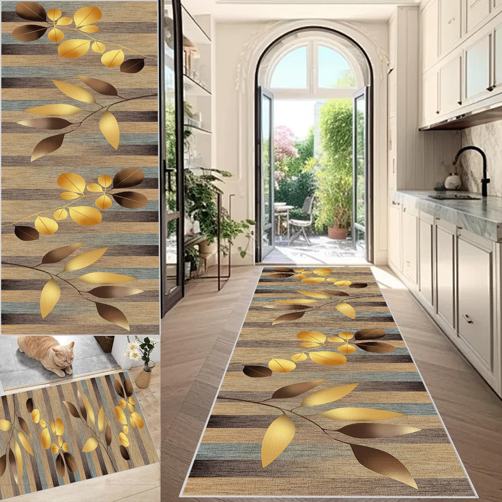 Alfombra corredor lavable con base antideslizante absorbente para pasillo y comedor