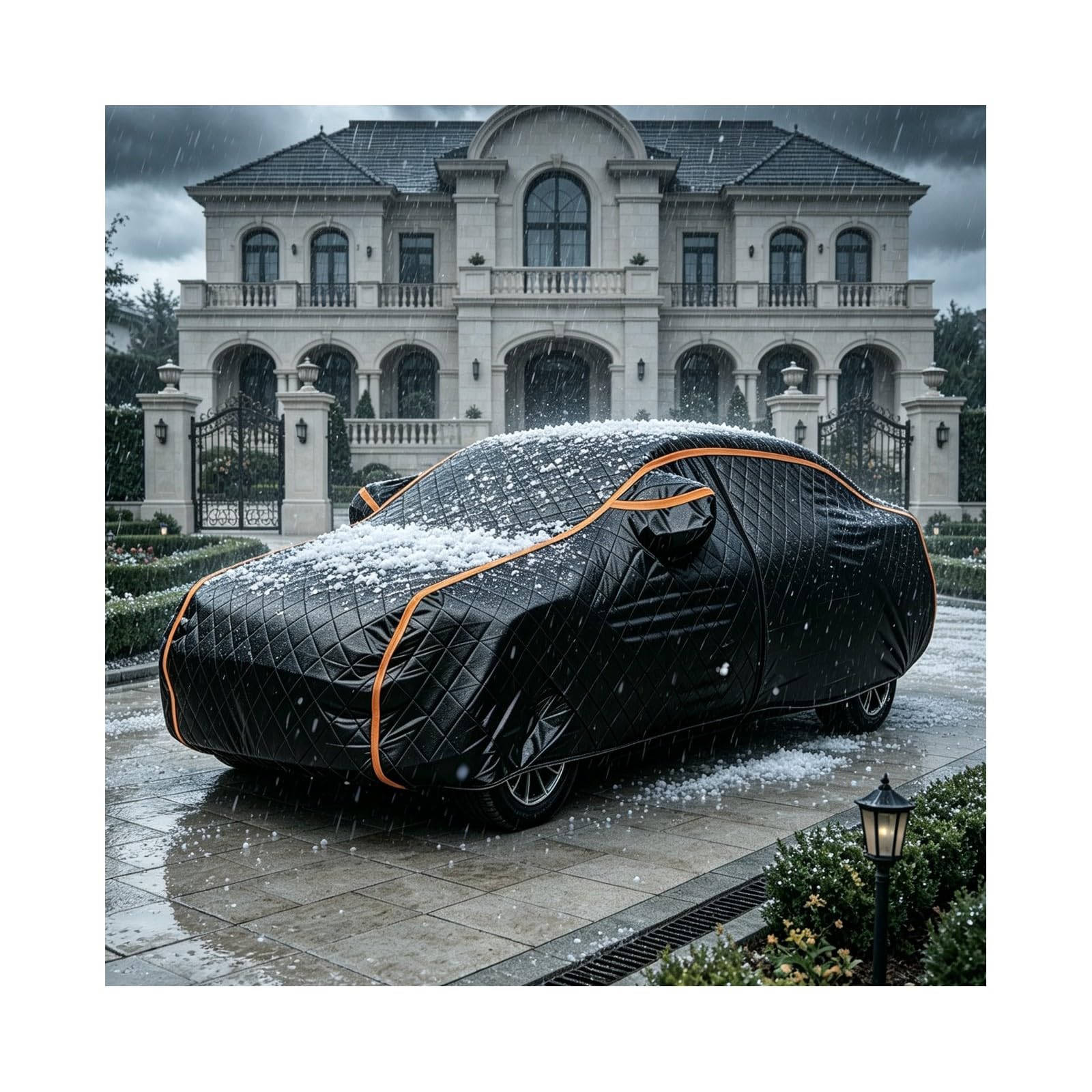 Telo Copriauto Antigrandine per Renault Clio 2024 | Protezione antigrandine, con strisce riflettenti fluorescenti per una maggiore sicurezza durante la guida notturna