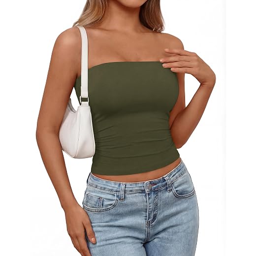 PRETTYGARDEN Women Tube Tops Strapless Going Out Crop Top 2026 Spring Fashion Y2K Summer Bandeau Shirt Beach Vacation Clothes