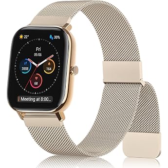 Oumida Bracelet Compatible with Amazfit GTS/GTS 2 Mini/GTS 2 / GTS 3 / GTS 4 / GTS 4 Mini Bracelet Stainless Steel Metal Replacement Strap for Amazfit Bip 3 Pro/Bip 3/Bip S/Bip U Pro/GTR 42 mm Vintage Gold