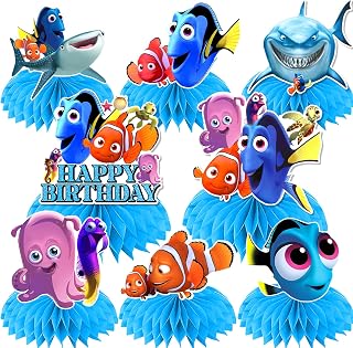 Sea Animal Party Decorations, 8pcs Sea Animal Decorations Honeycomb Centerpieces, Sea Animal Table Decorations,3D Double Side Centerpiece for Birthday Party