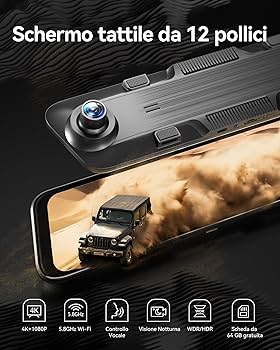 WOLFBOX 2.5K G840H 12'' Dash Cam Specchietto Con ADAS E BSD, 5.8 - Foto 2