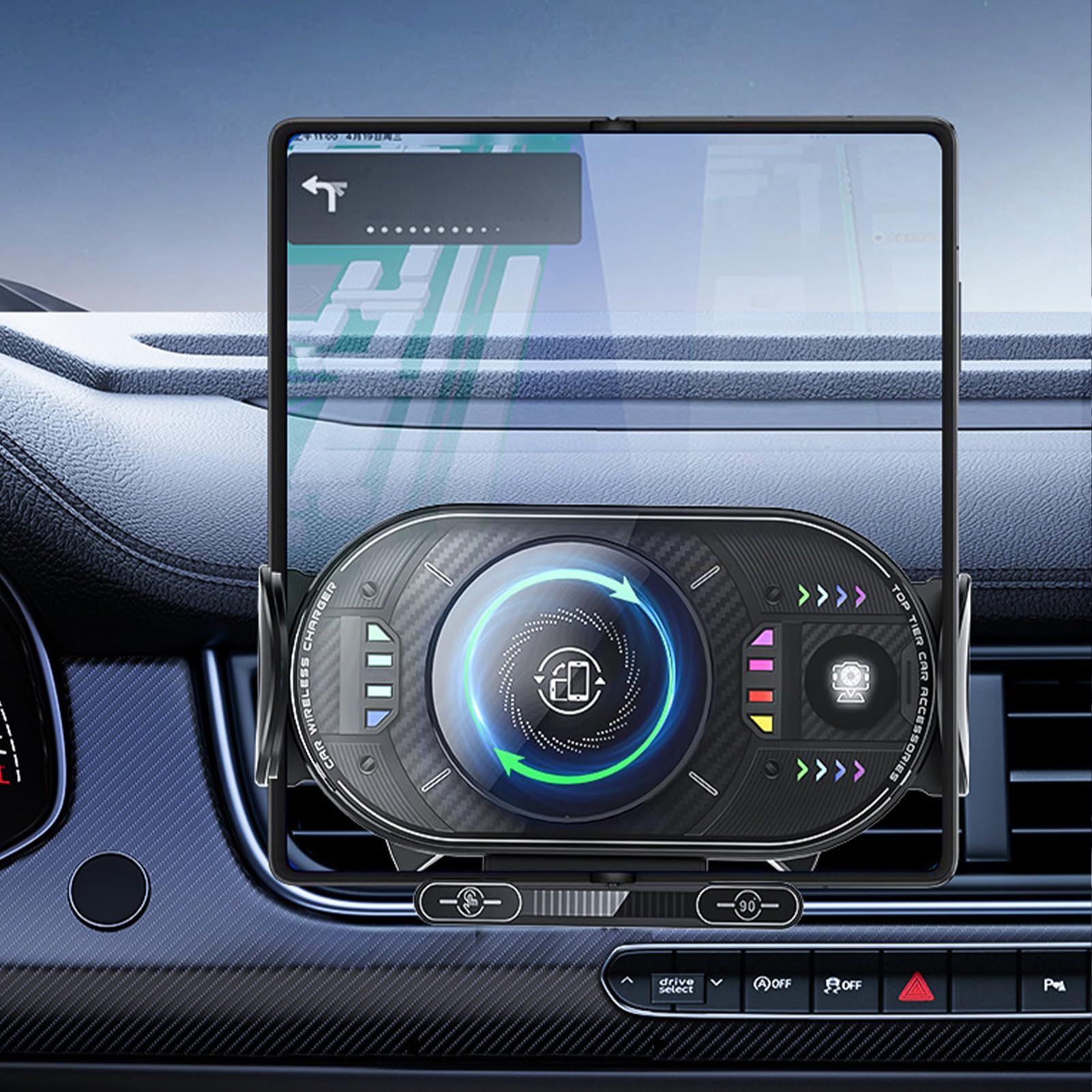 Auto Wireless Ladegerät Halterung Klappbar Mit Typ-C Schnellladung | Auto Handyhalter Drahtlosladegerät für SUV Limousine LKW Fahrzeug Lüftungsgitter Männer und Frauen Fahrer Navigation