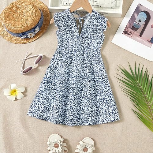Miniatura 5 de Vestidos a juego para mamá y yo, con estampado floral, sin mangas, tirantes delgados, cuello en V, girasol, vestido de playa para madre e hija