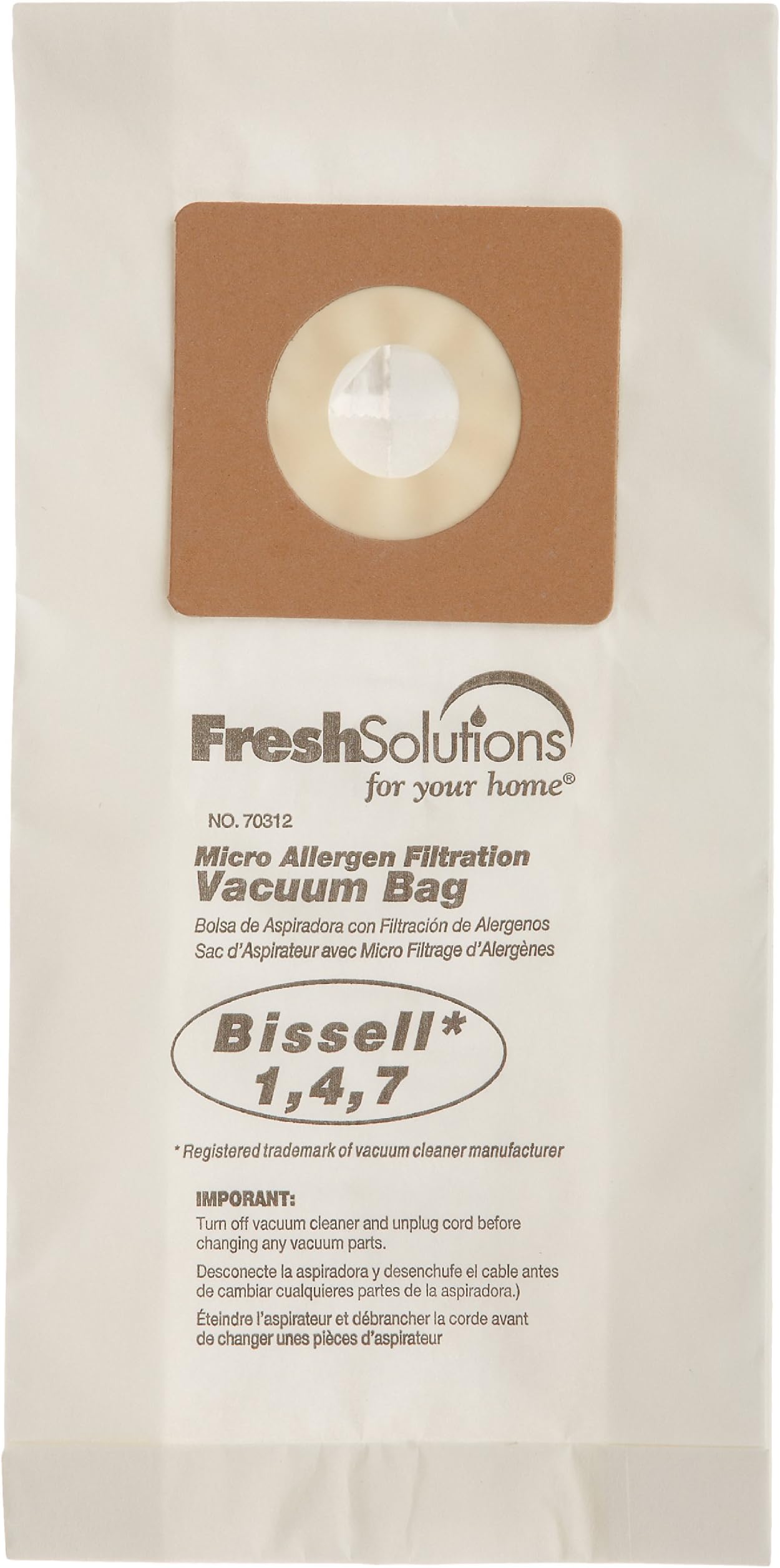 ELCO LABORATORIES Fresh Solutions 70312 Bissell 1,4,7 Micro Filtration Vacuum Bags, Qty 3