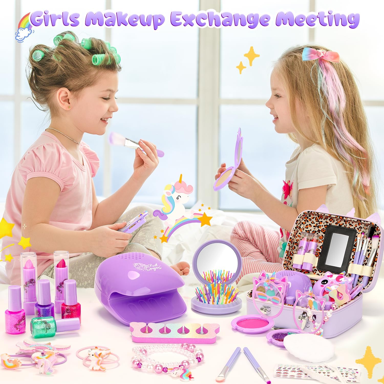 PERRYHOME Kids Makeup Kit for Girl, Unicorn Real Washable Cosmetic Set, Non-Toxic Makeup Toys, Kids Nail Polish Set for Girls, 2026 New Princess Toys & Birthday Gifts for Girls for 3-12 Years Old - Image 4