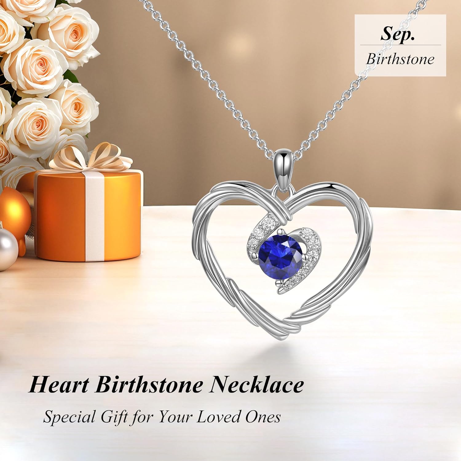 G&GEMSJEW 18K Gold Heart Birthstone Necklaces for Women, S925 Sterling Silver Jewelry Birthday Gifts for Women Wife Girlfriend Mom, Anniversary Christmas Valentines Gifts - Image 3