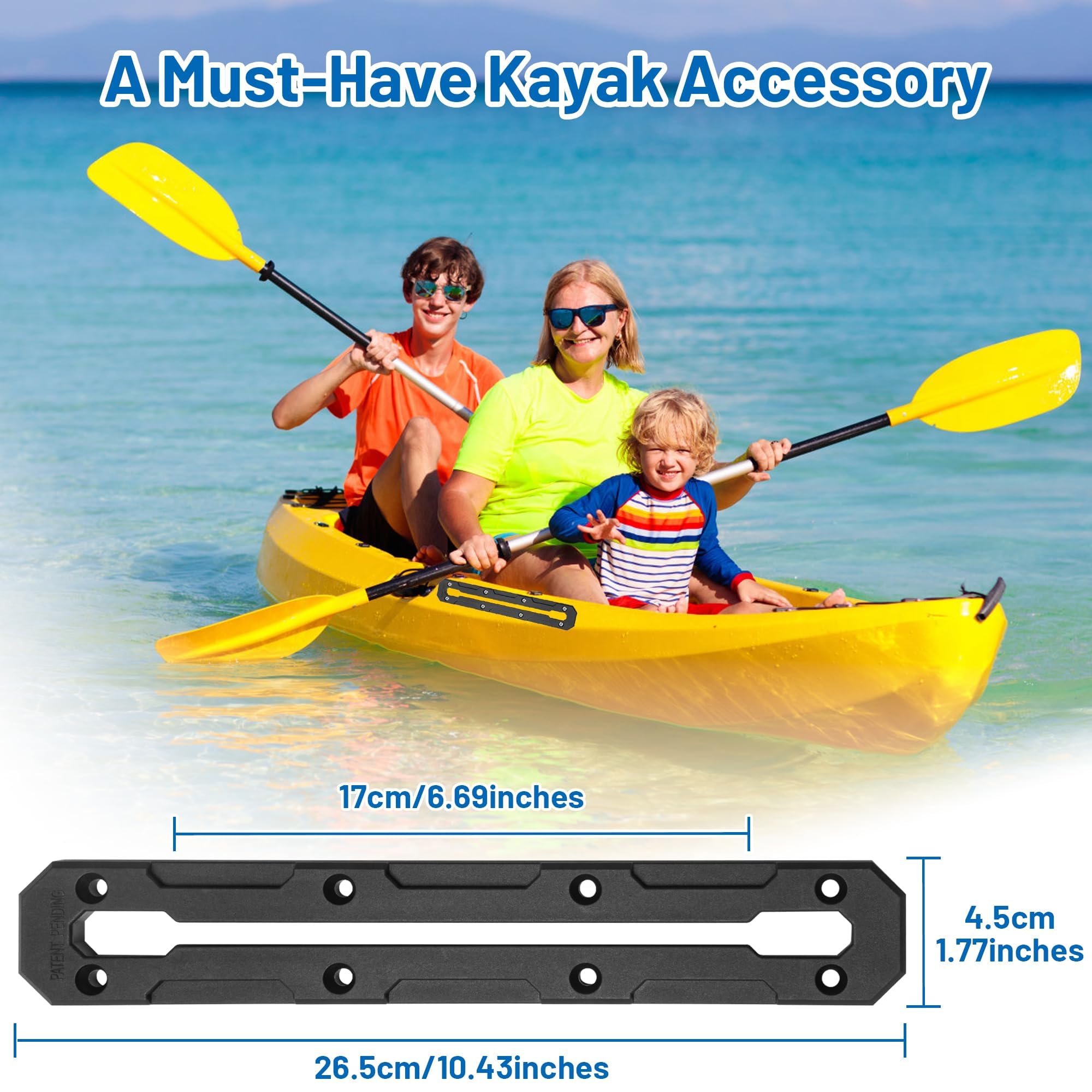 Omoojee 10.4 inch Kayak Track, Kayak Low Profile Track, Kayak Gear Track Mount Accessories for Fishing Rod Holder, Cup Holder, Anchor Cleats, 2 Pack