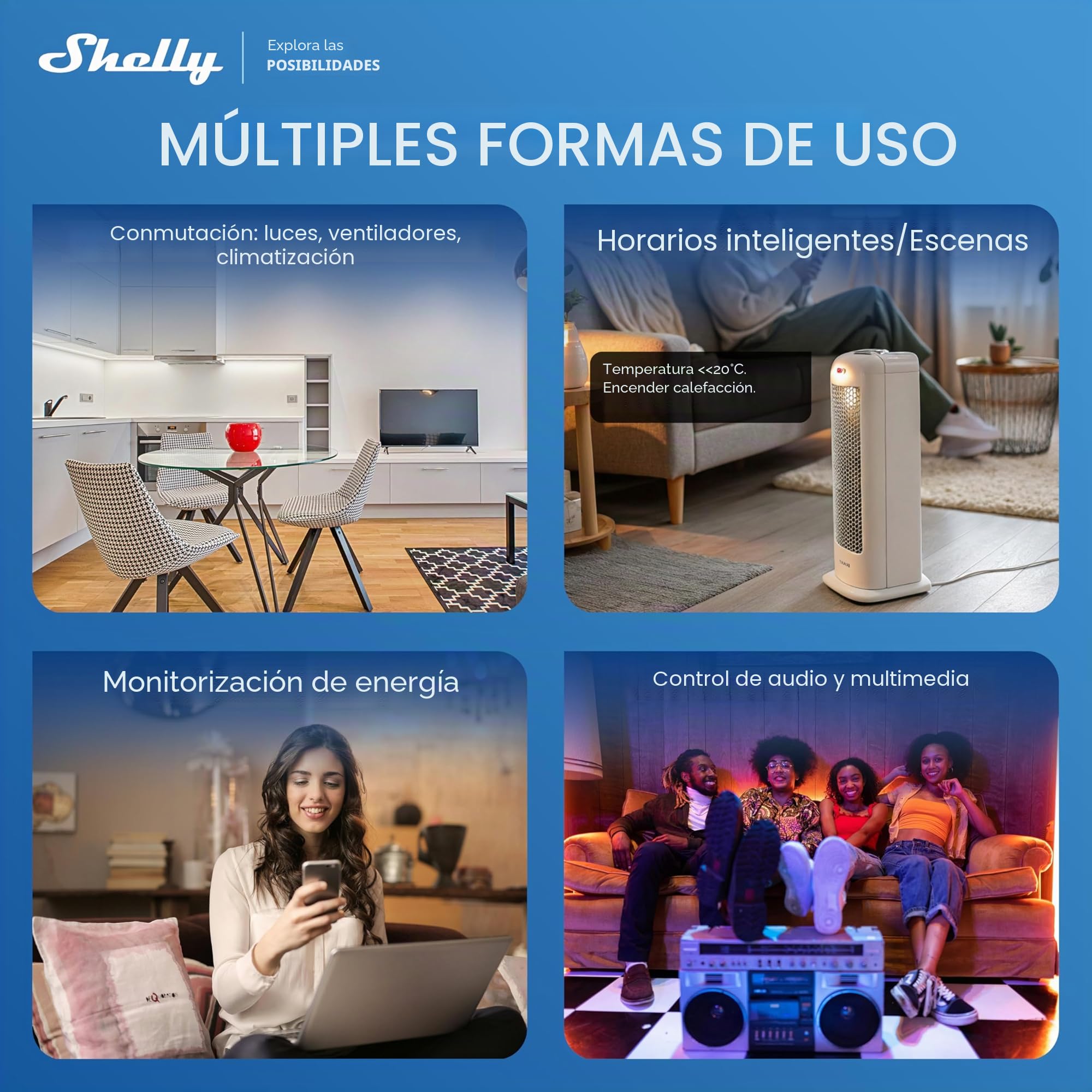 Shelly Wall Display XL Negro – Panel Domótico Mural Táctil 10,1", Wi-Fi 6 y Bluetooth, Relé 5A Integrado, 4 Botones Físicos Personalizables, Altavoces, Home Assistant, Aplicación