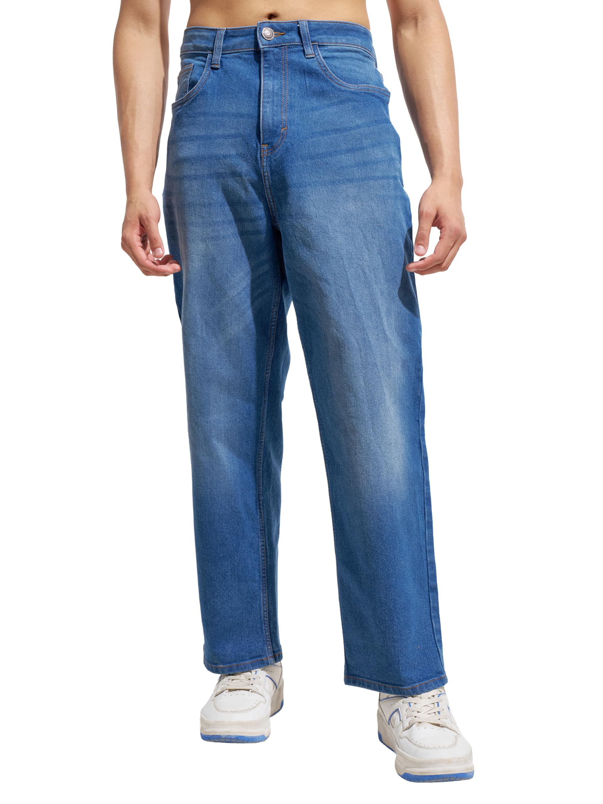 Highlander Men’s Straight Relaxed Fit Jeans Blue BLUE-9 - Image 1