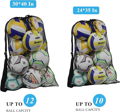 Miniatura 2 de Bolsa de Malla de Servicio Pesado para Pelotas, Bolsa de Almacenamiento de Equipo Deportivo con Cordón para Baloncesto, Fútbol, Deportes de Playa y