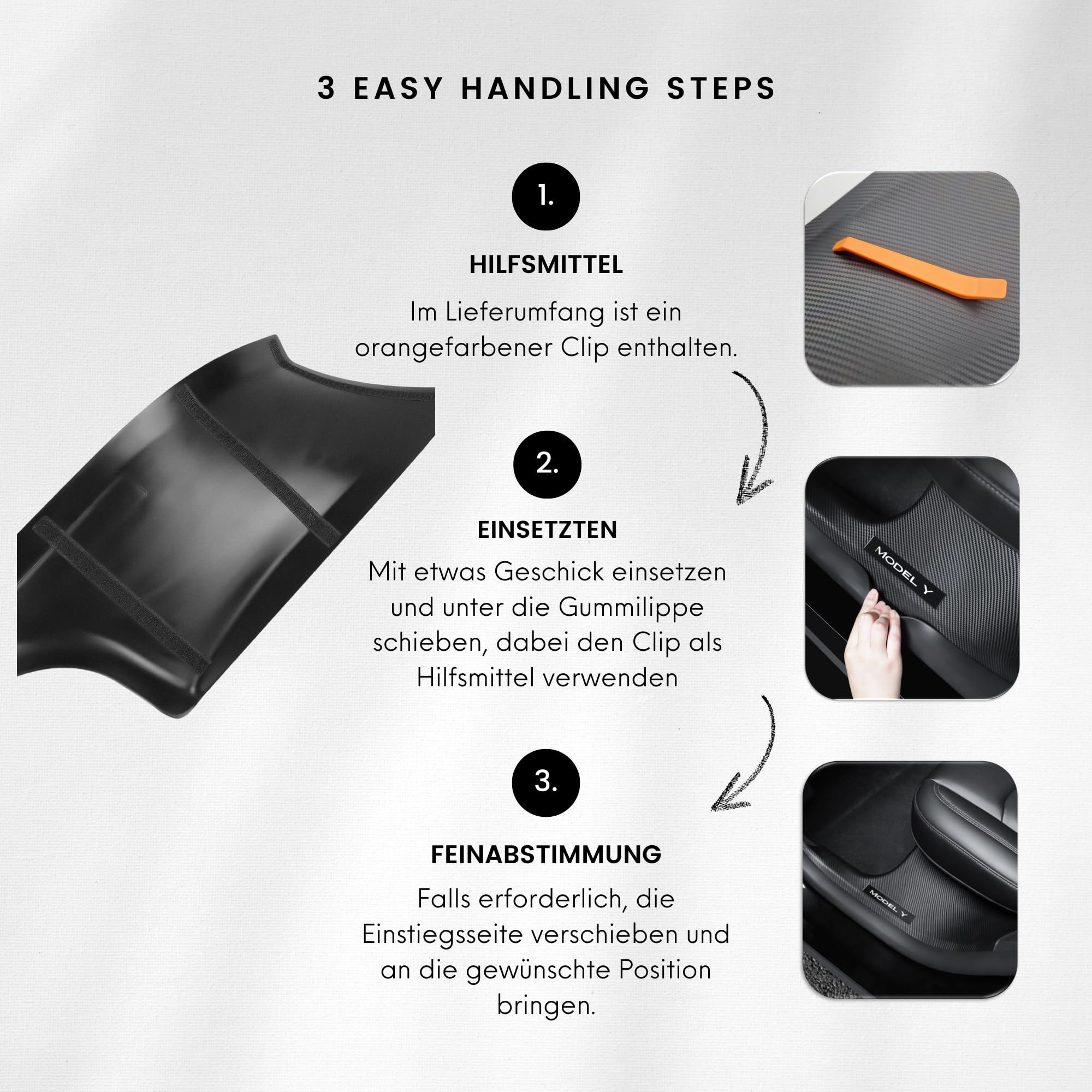 Battitacco compatibile con Tesla Model Y 2021-2024 Carbon - Anti graffio e antiscivolo Accessori per rivestimento porta posteriore