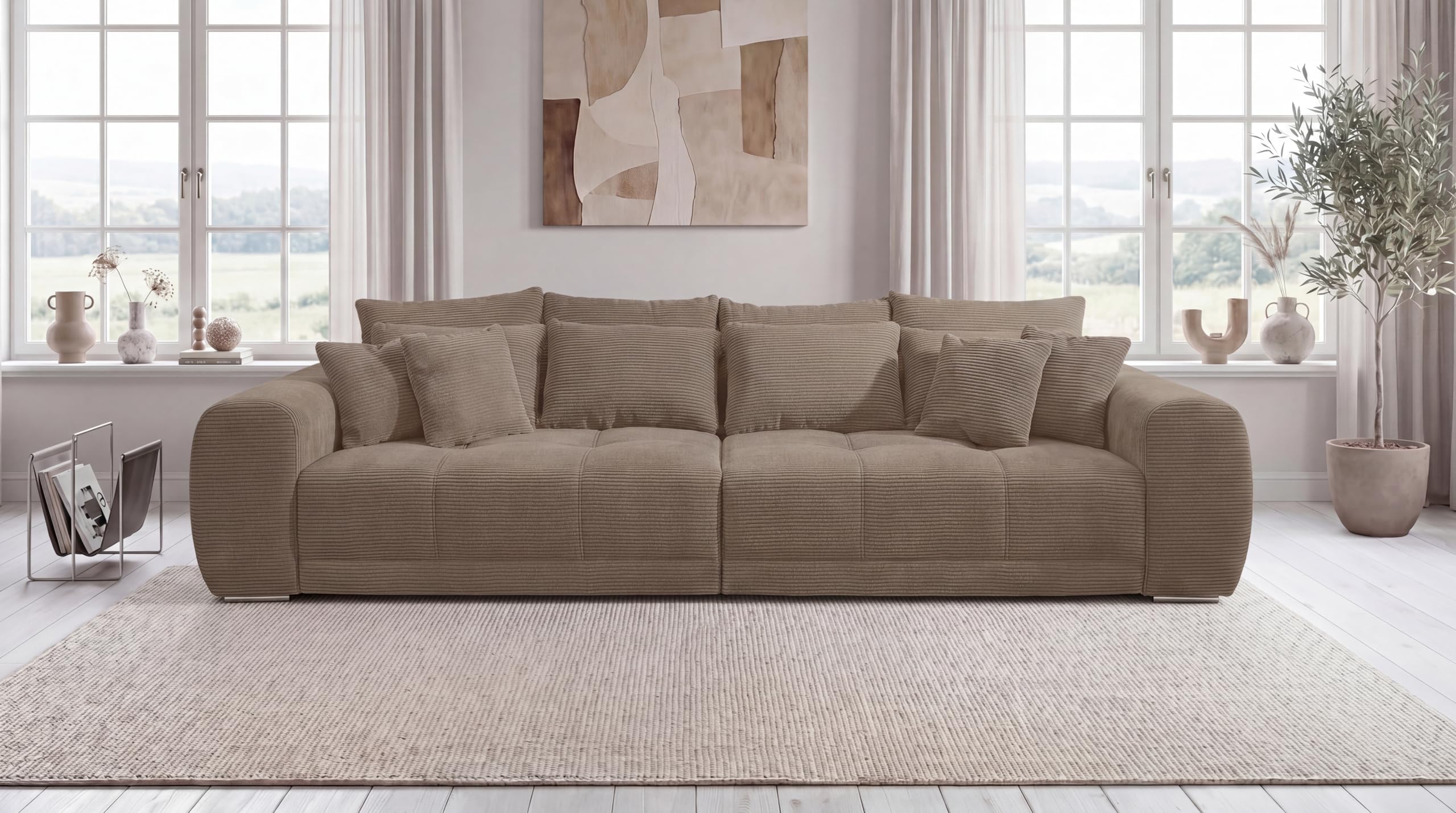luma-Home 15174/ Big-Sofa XXL Lounge Couch, Cord-Bezug Braun Taupe