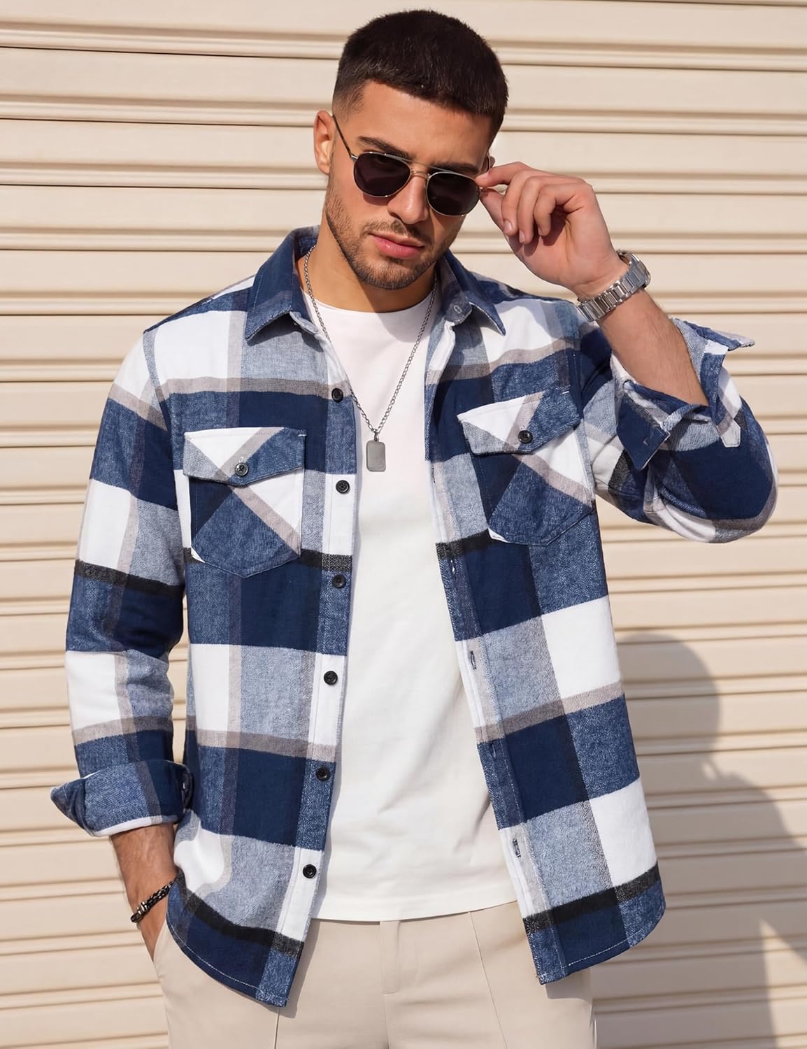 TACVASEN Men's Flannel Shirts Long Sleeve Button Down Soft Brushed Cotton Flannel Casual Plaid Spring Fall Shirt - Image 3