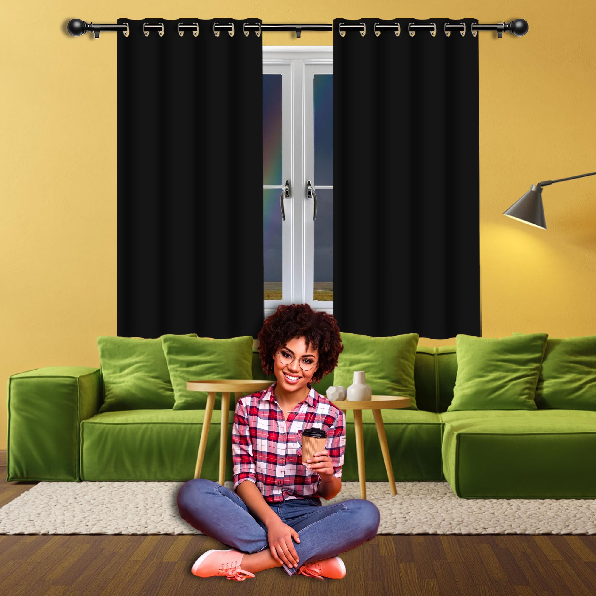 Rideaux isolants anti froid 360x110 cm noir bloquer la lumière