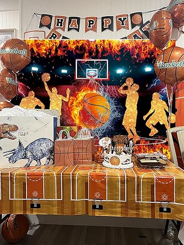 Miniatura 5 de Fondo temático de baloncesto para fotografía, 7 x 5 pies, Star Slam Dunk Baloncesto Deportes Fondo para niños Baloncesto Feliz Cumpleaños Decoración