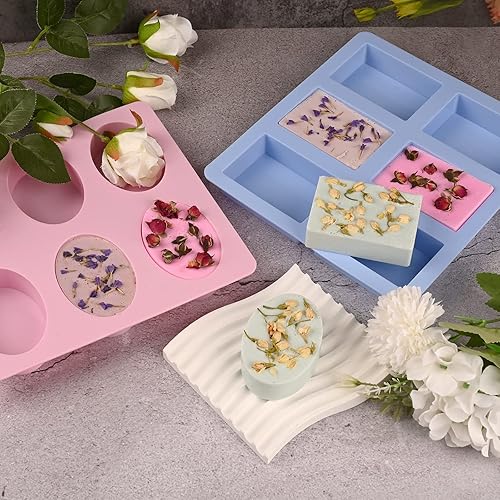 Vista 24 de Sakolla Paquete de 2 moldes cilíndricos de silicona para jabón, 15 moldes redondos de silicona para jabón hecho a mano, barras de loción, bombas