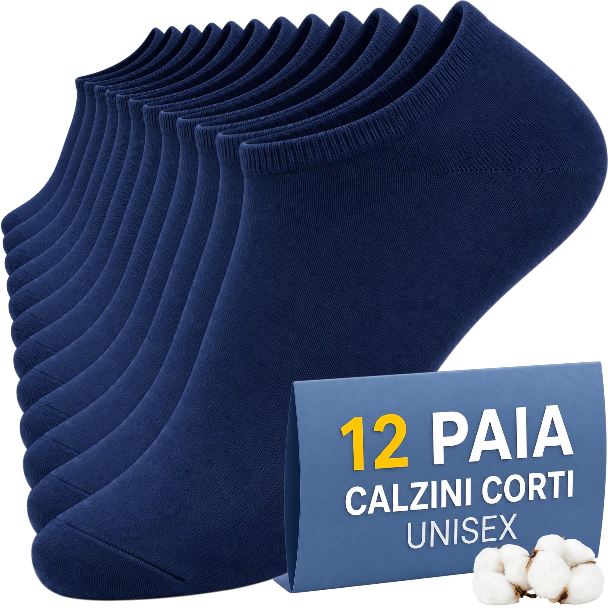 12 Paia Calzini Corti Uomo Donna Bassi Cotone Traspiranti Unisex Morbidi | Fantasmini Quasi Invisibili, antiscivolo, morbidi, confortevoli, ideali per sport, running, lavoro uso quotidiano in estate.