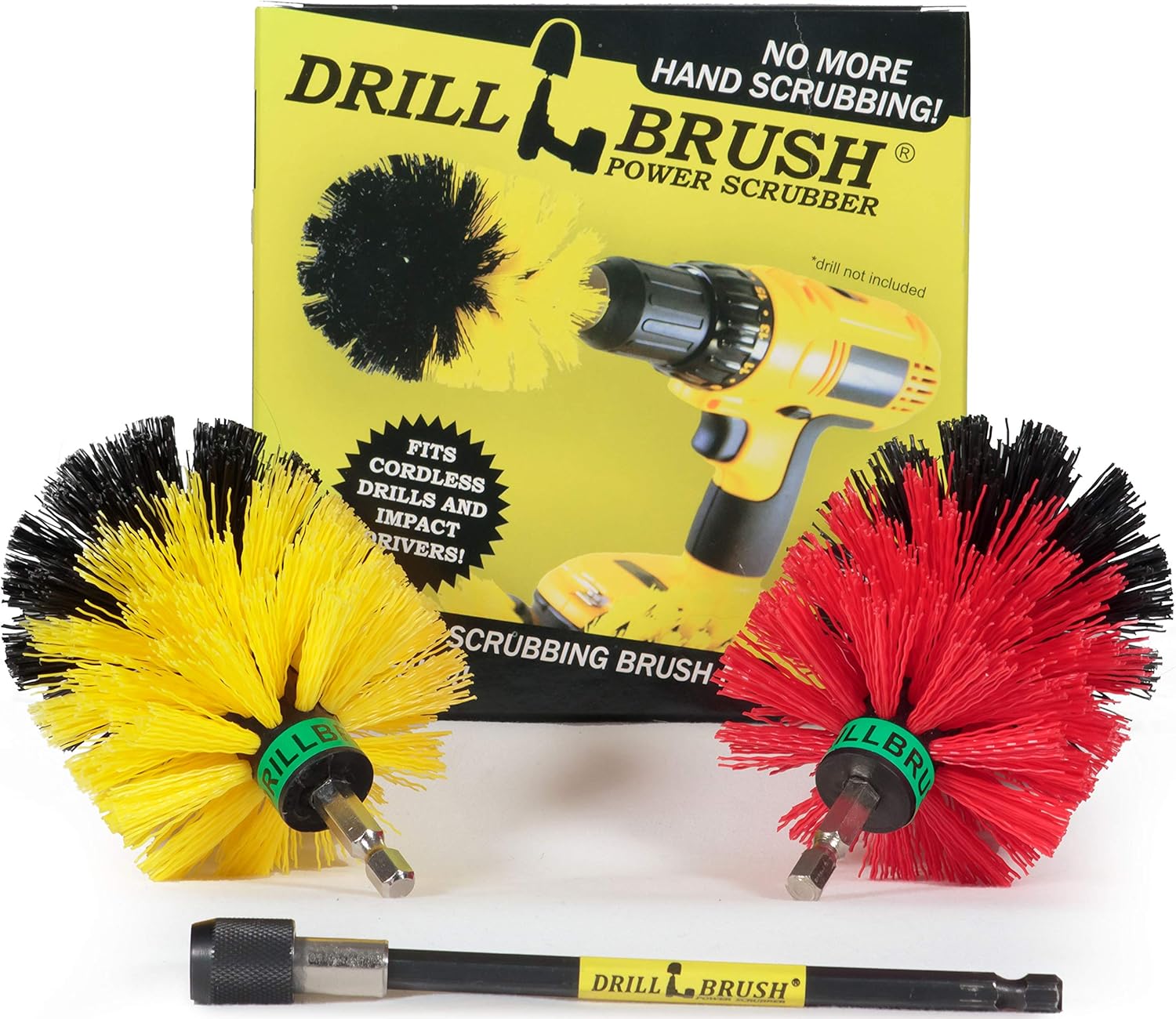 Mini Size Bathroom, Kitchen, and Garage Medium and Stiff Brushes with Extension