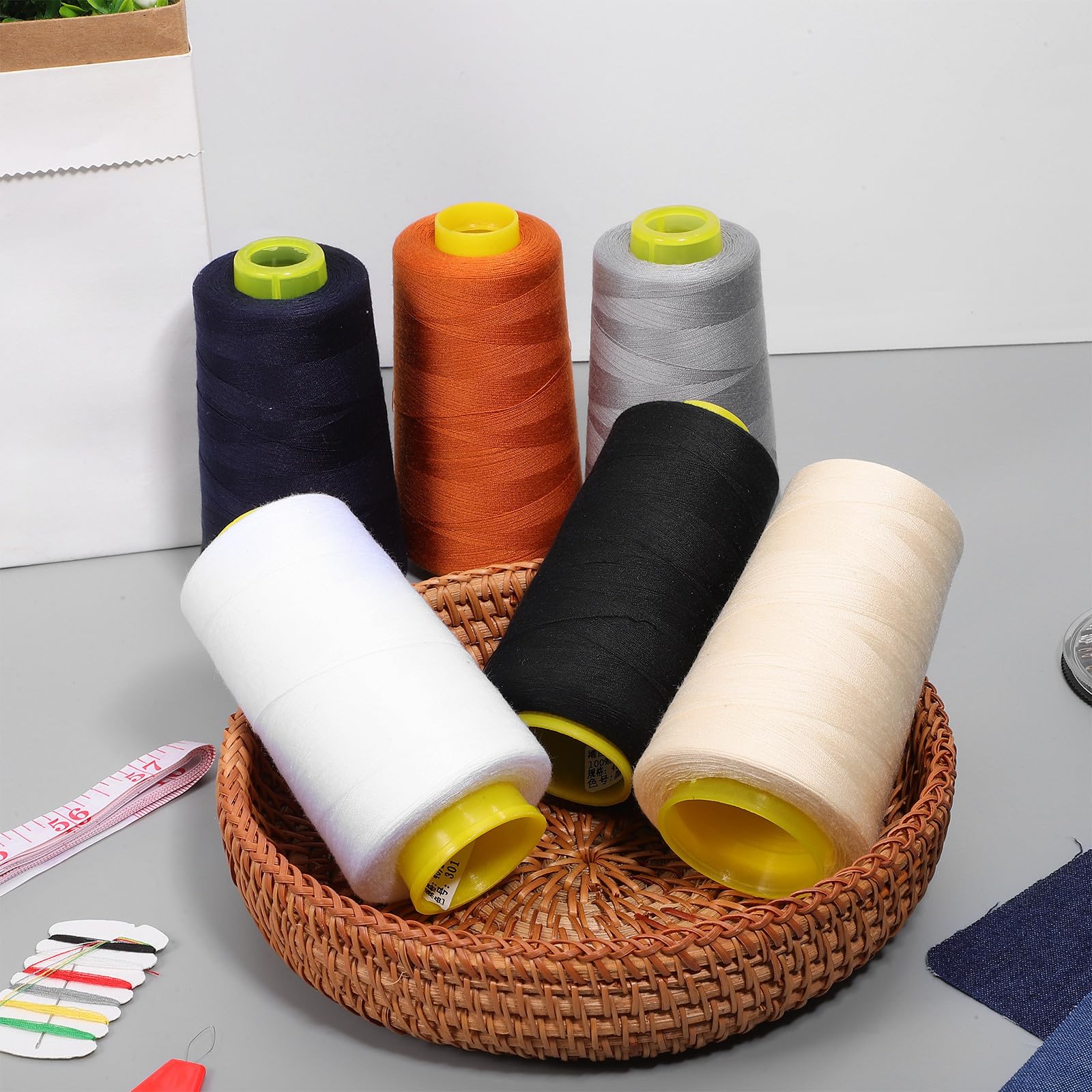 Uonlytech Hilos para Bordar de Poliéster 6 Carretes Surtidos 3000 Yardas para Ropa y Manualidades Colores Duraderos