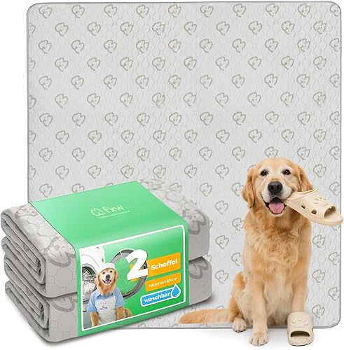 FXW Waschbare Hundeunterlage, 160 x 160 cm, Khaki, 2 Stück