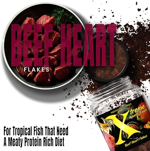Miniatura 4 de Xtreme Beef Heart Flakes - Alto contenido en proteínas, rico en nutrientes para peces tropicales y de agua dulce, apoya el crecimiento, mejora del