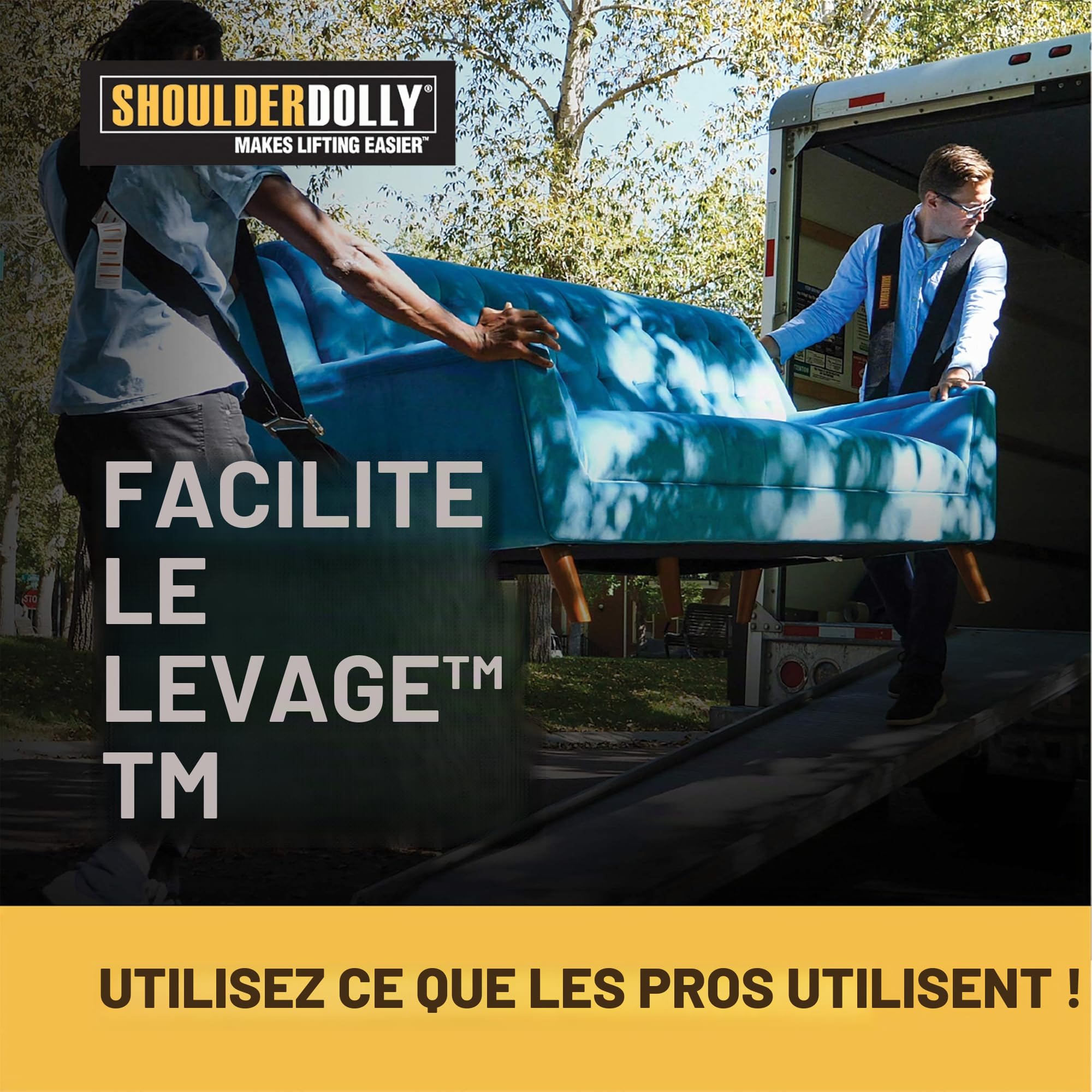 ShoulderDolly - Sangles de déménagement - Sangle de levage pour 2 déménageurs - Déplacer et soulever des meubles, des appareils électroménagers, des objets lourds plus facilement - LD2001