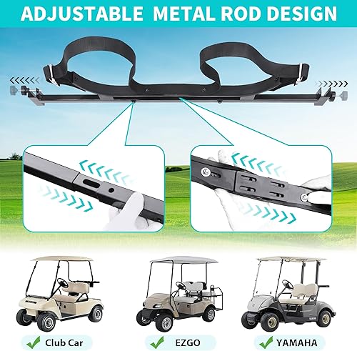 Miniatura 3 de 10L0L Soporte universal para bolsas de golf para carrito de golf, soporte de fijación para asiento trasero FILP para EZGO Club Car Yamaha Kit de