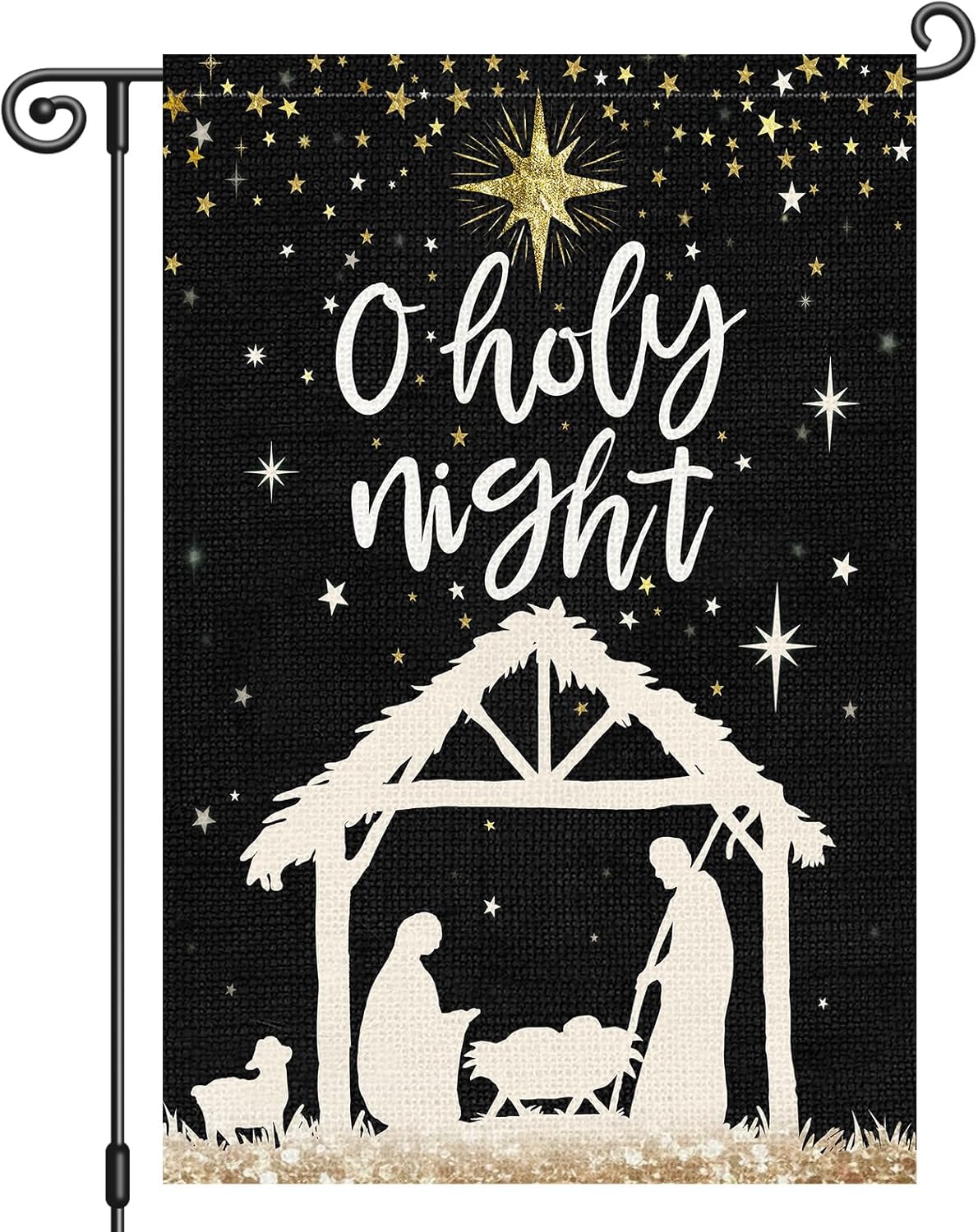 Heyfibro Christmas O Holy Night Garden Flag 12x18 Inch Double Sided Merry Christmas Jesus Nativity Flags Xmas Religious Yard Flags for Outside House Farmhouse Holiday Decoration