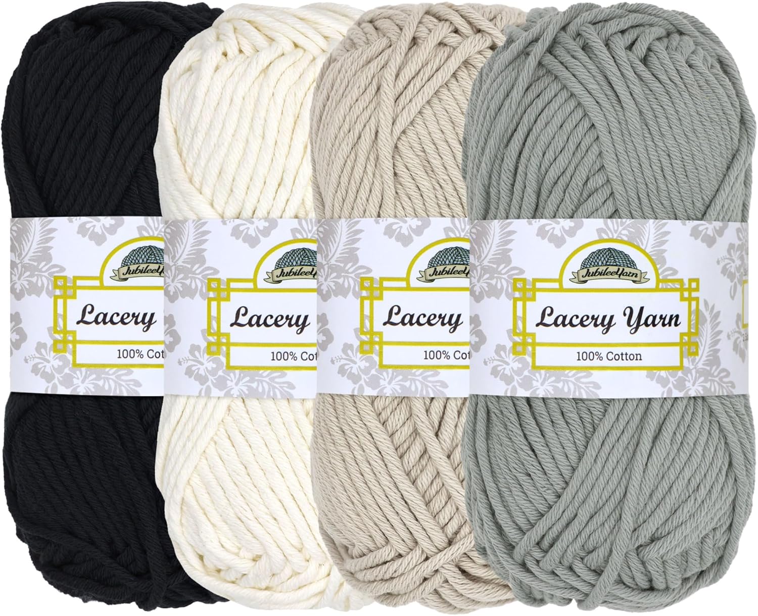 JubileeYarn Lacery Yarn - Chunky Cotton - 100g/Skein - Shades of Grey - 4 Skeins