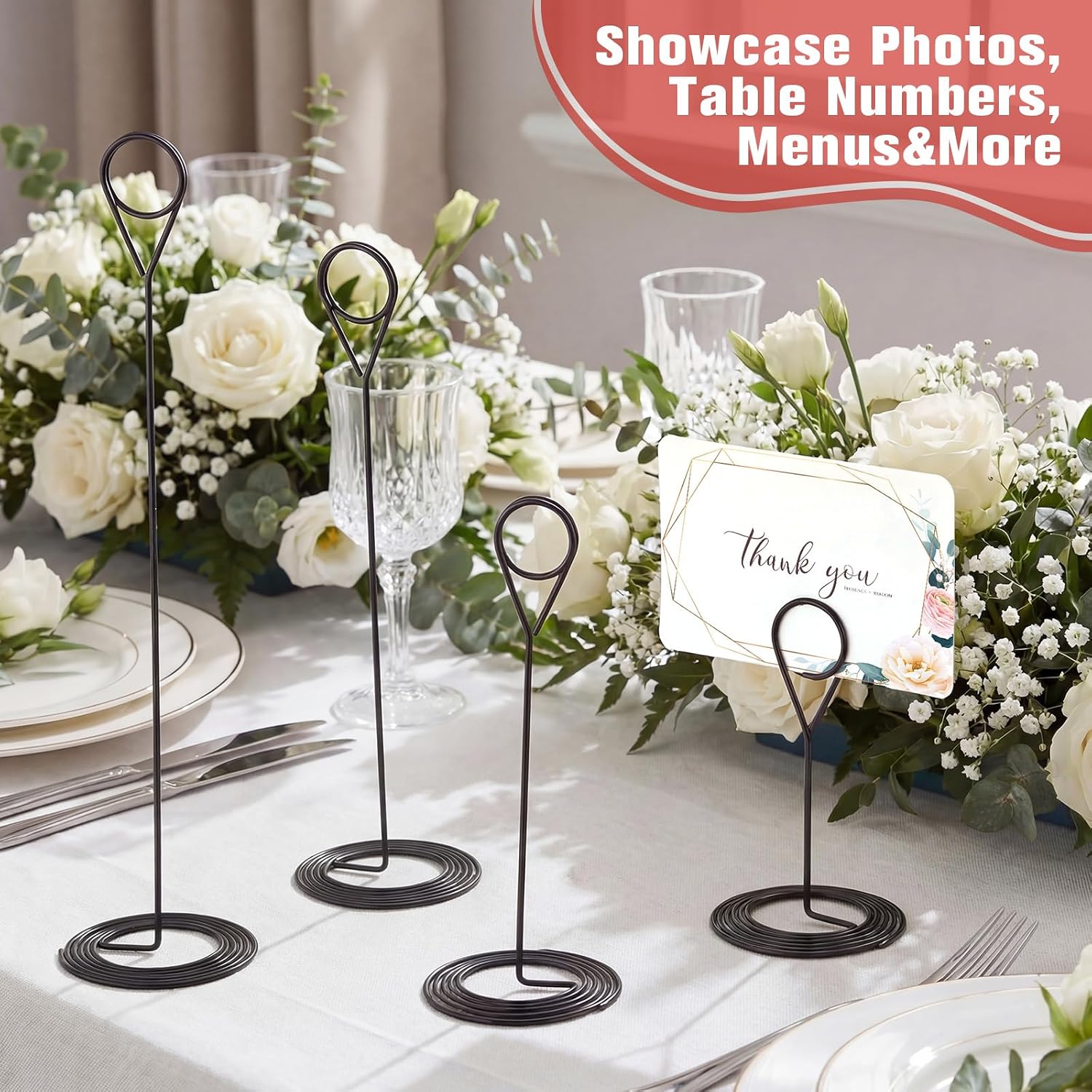 20 Pcs Table Number Holders 4/6/8/10 Inch Place Card Holder, Black image 5