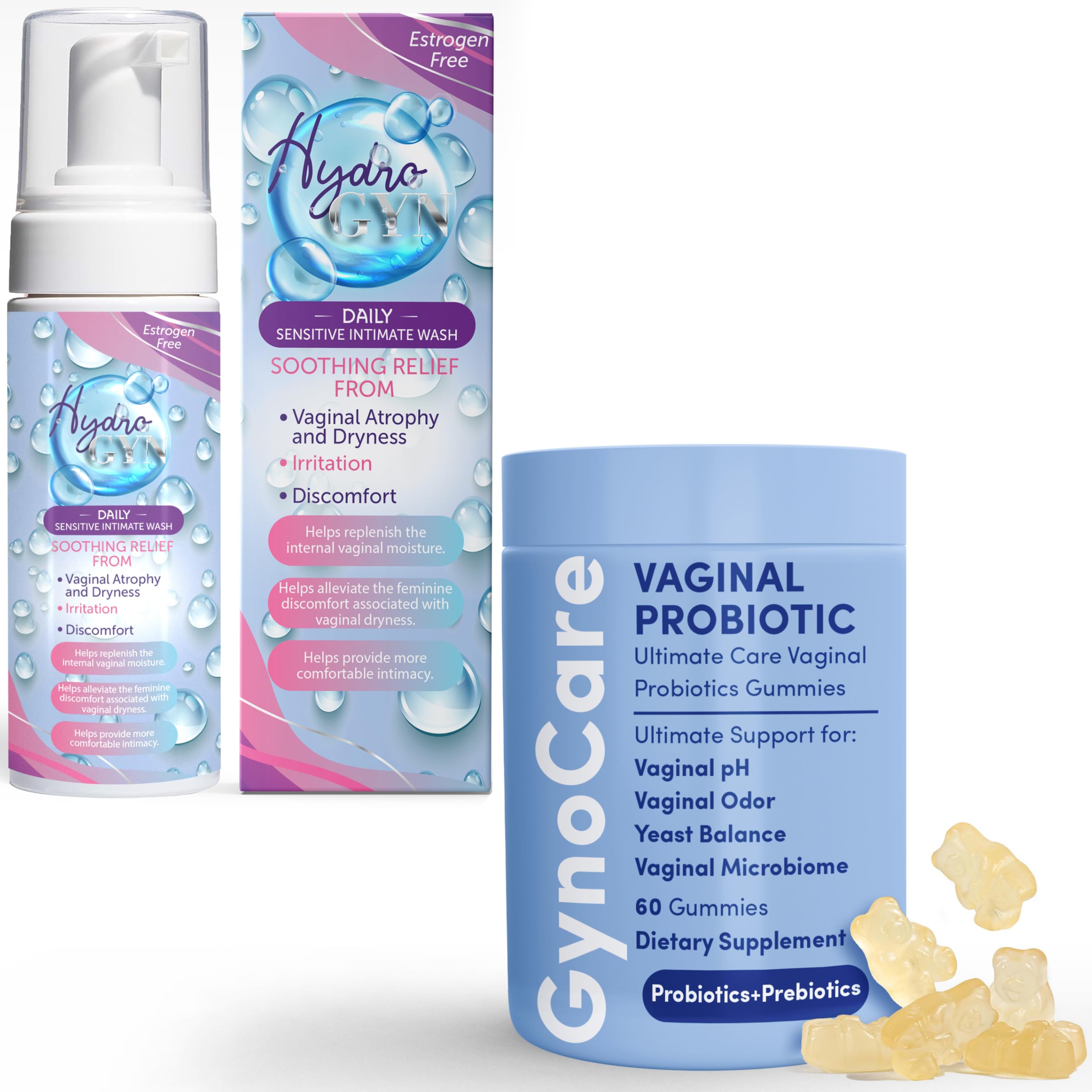 Terramed Just Think Comfort Vaginal Probiotic Gummies for Women Unscented Feminine Wash Dual Support for pH Balance Odor