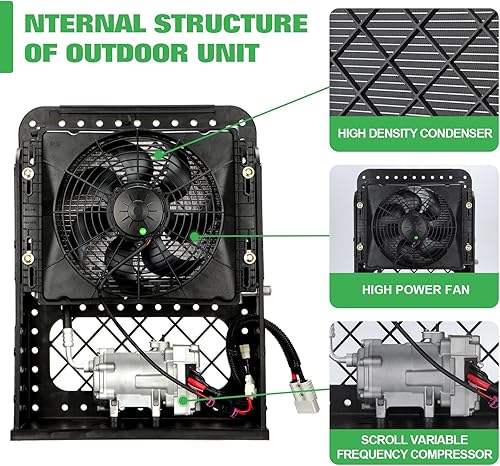 Miniatura 3 de RV65F Aire acondicionado eléctrico universal de 12V DC, vehículo de ingeniería de excavadora de camión de RV, vehículo agrícola, autobús, furgoneta