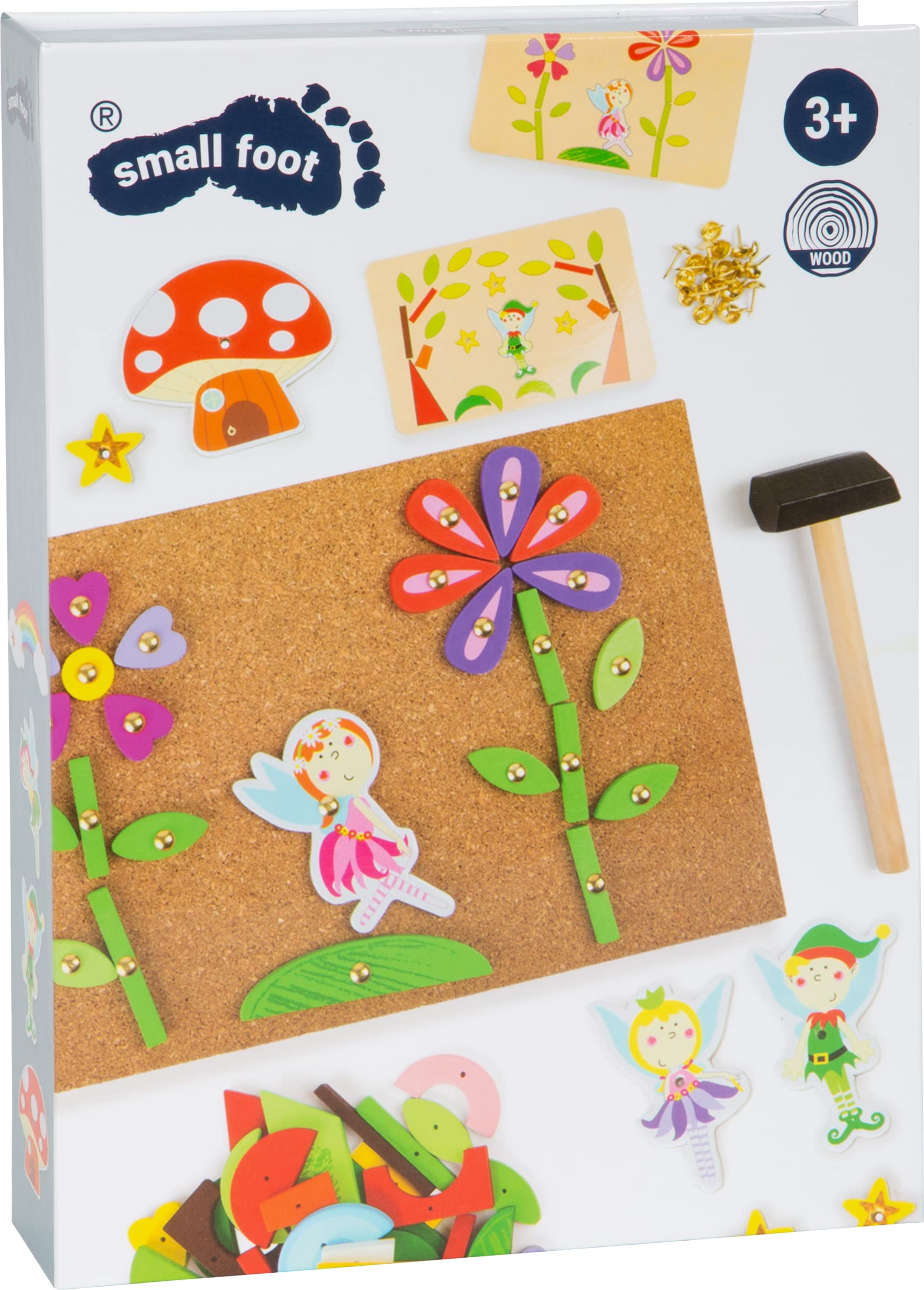 Small Foot 10227 Jeu de Marteau Fée en Bois Tableau Liège Motifs Fées Marteler 6 Ans