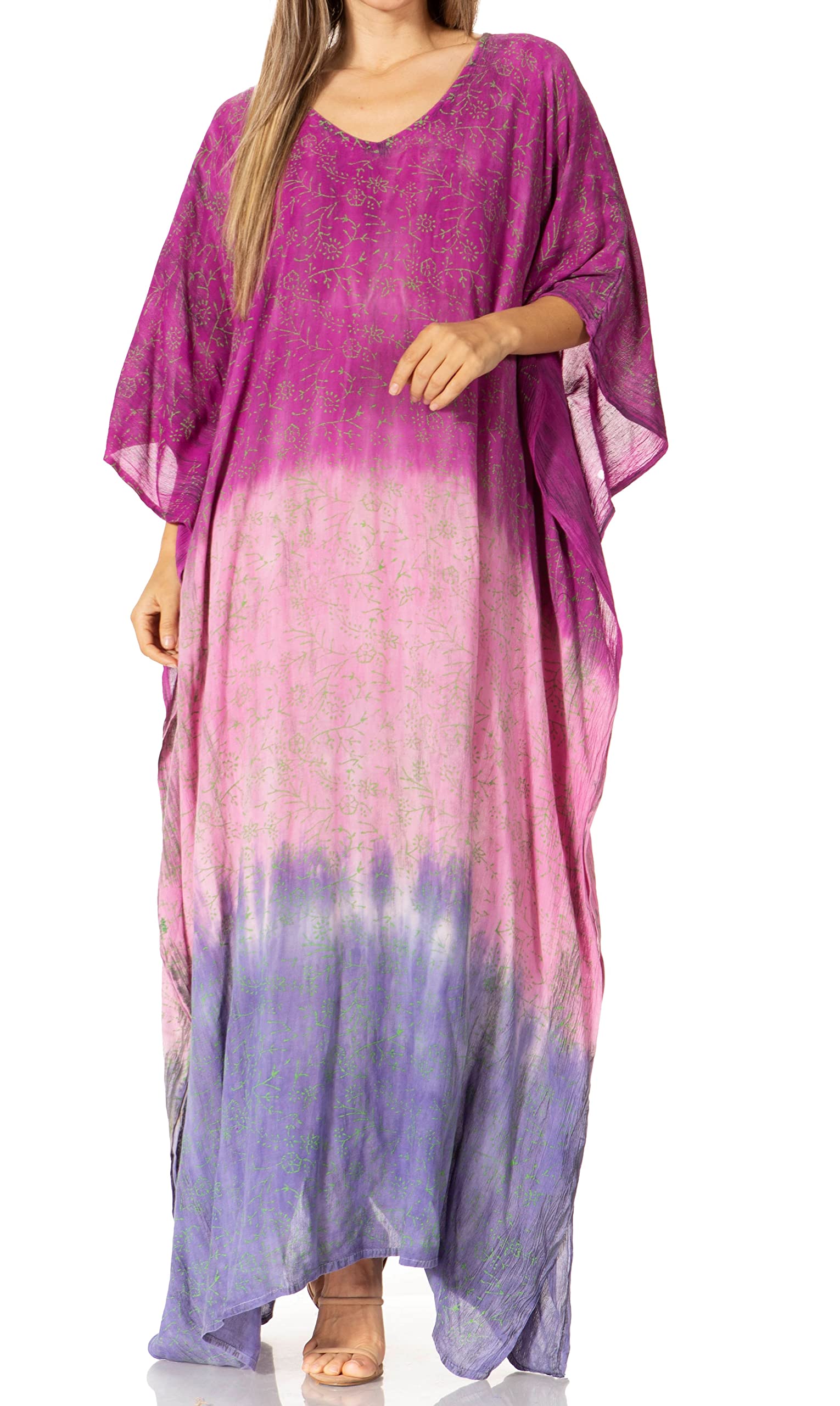 Sakkas Tacy Women's Casual Boho Summer Maxi Dress Caftan Kaftan Cover-up LougeWear