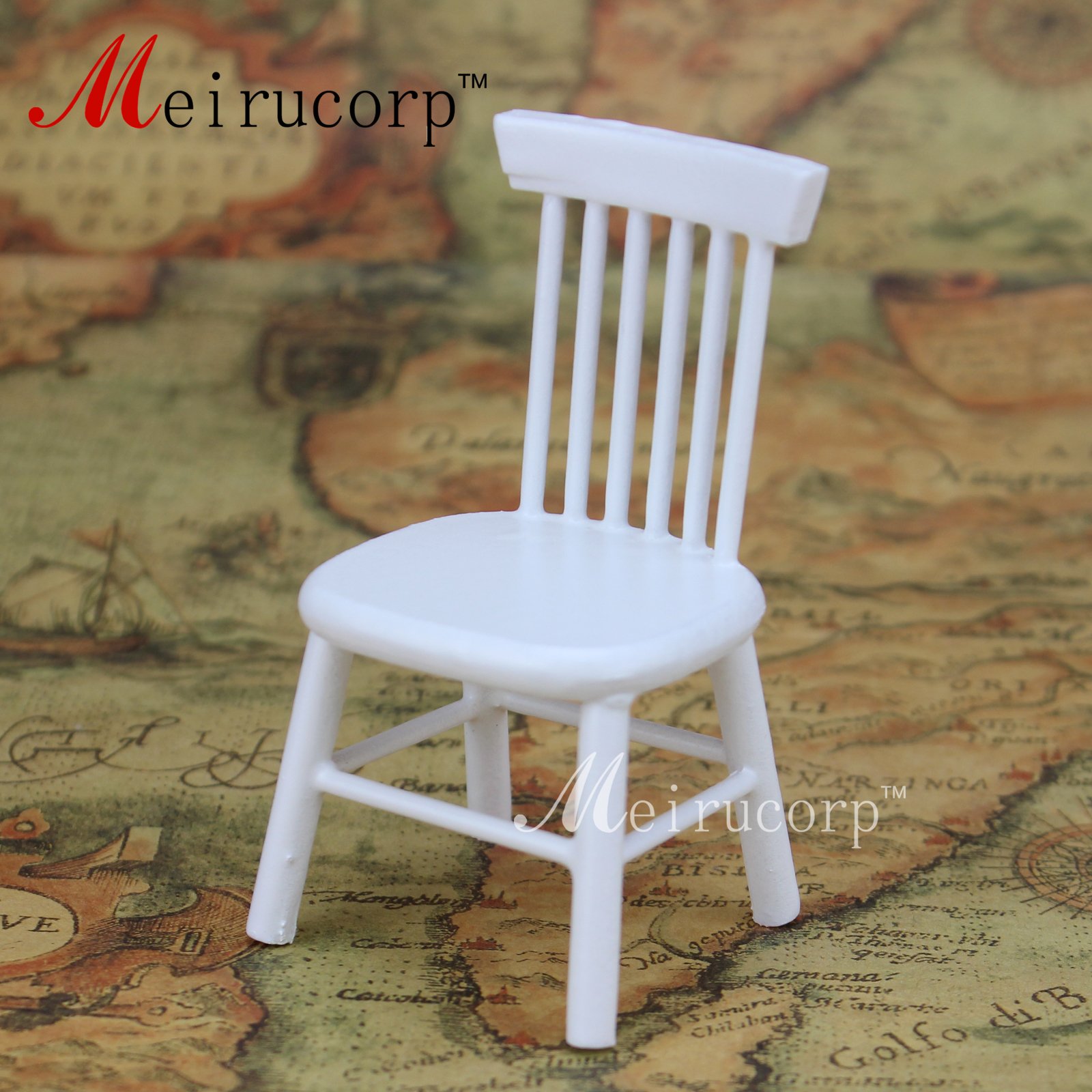 Meirucorp Set di mobili in miniatura per case delle bambole in scala 1:12, tavolo rotondo e sedie bianche