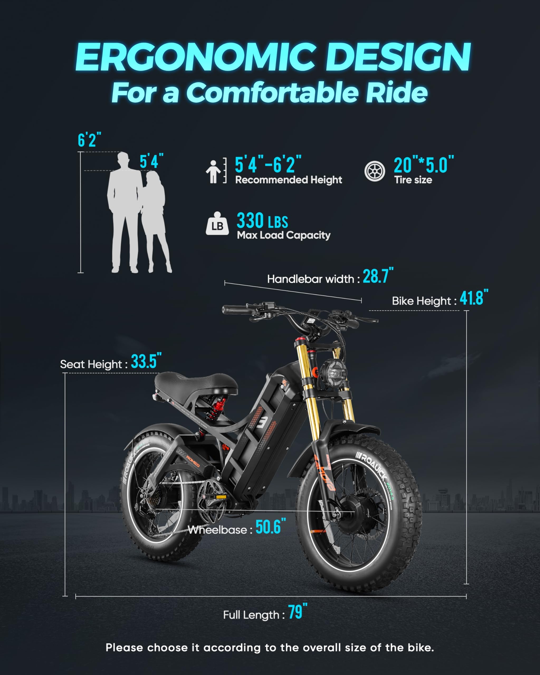 eAhora Romeo Pro Ⅱ/Romeo Ⅱ (2025 Model) 4000W/2500W Dual Motor Electric Bike for Adults 52V 70AH/60AH 100-200 Miles Long Range Electric Bike 26" Fat Tire Electric Mountain Bike Full Suspension Ebike