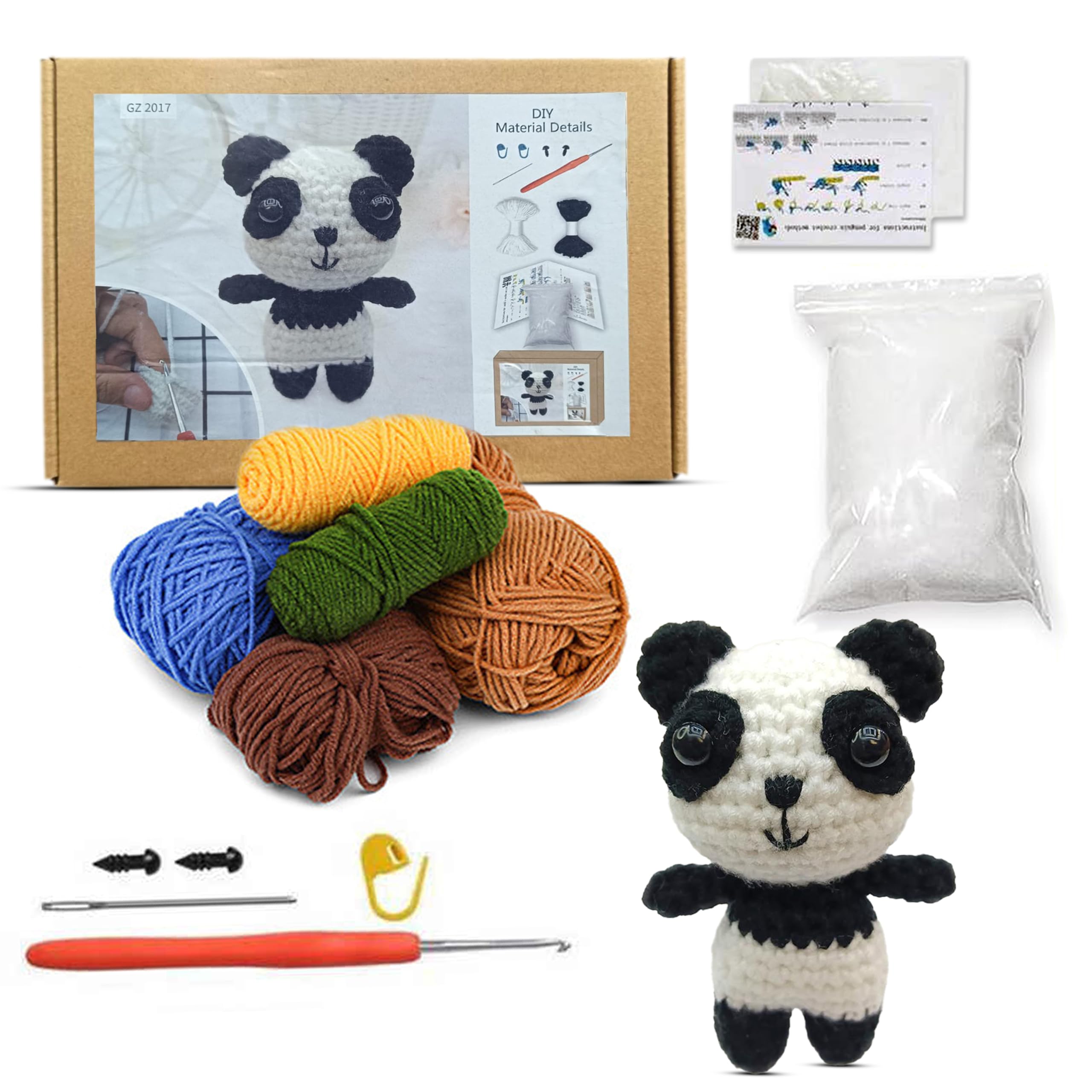 LitVibes DIY Crochet Kits Beginners Art & Craft Set Crochet Needles, Tools & Accessories, with Step-by-Step Tutorial Video, DIY Birthday Return Gift Easy to Learn Knitting Activity - Panda Design-image-8
