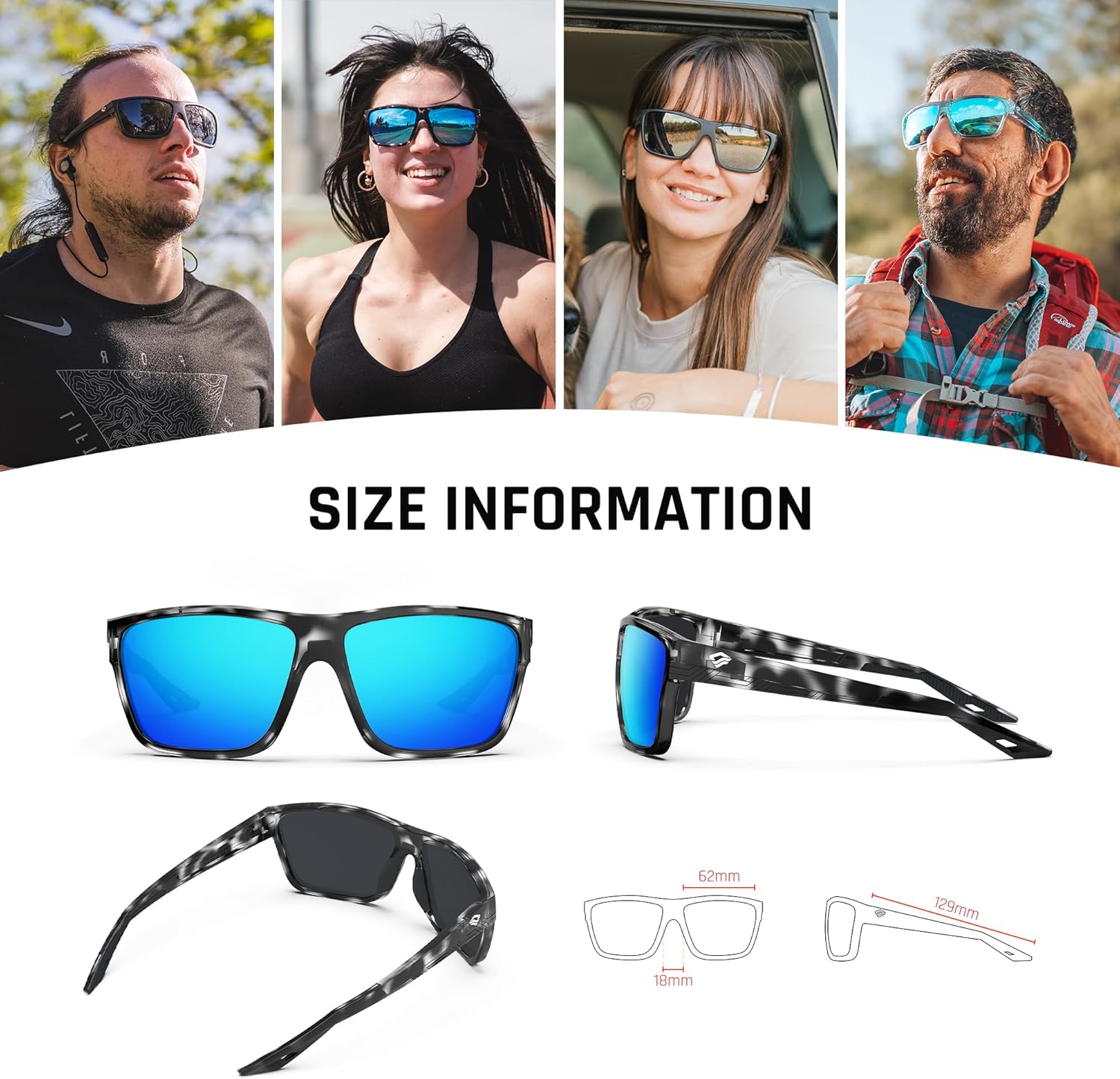 TOREGE Mens Women Sunglasses Polarized Sports UV Protection Wraparound Lightweight Sunglasses for Fishing Golfing NAUTILUS - Image 5