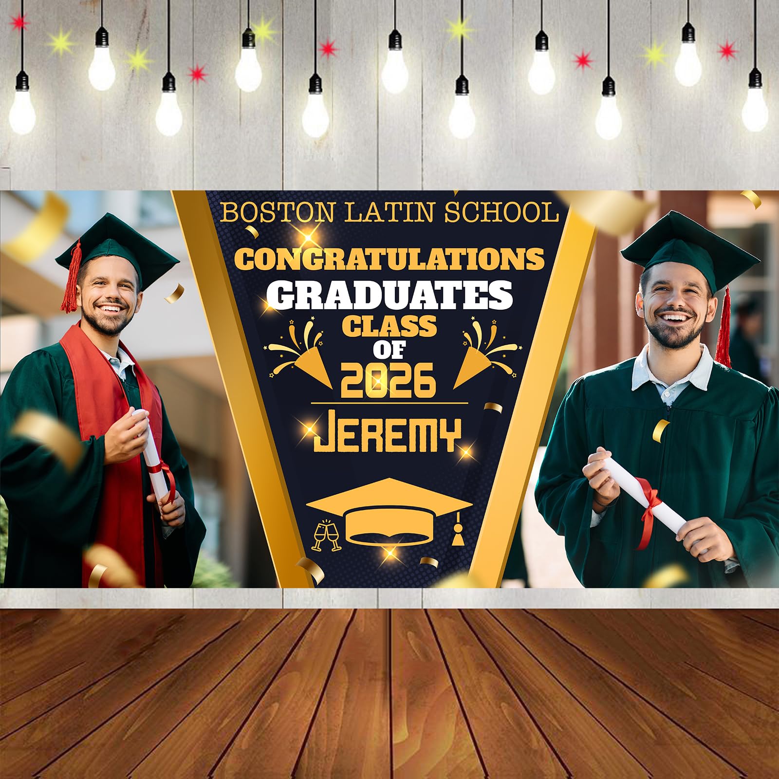 Custom Graduation Banner Class of 2026 Personalized Graduation Backdrop with Photo Name Congratulations Graduate Party Decorations Supplies Congrats